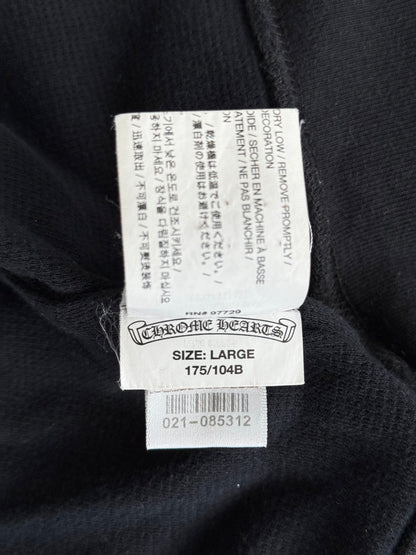 Chrome Hearts Black & White Script Logo Zip Up Thermal Hoodie