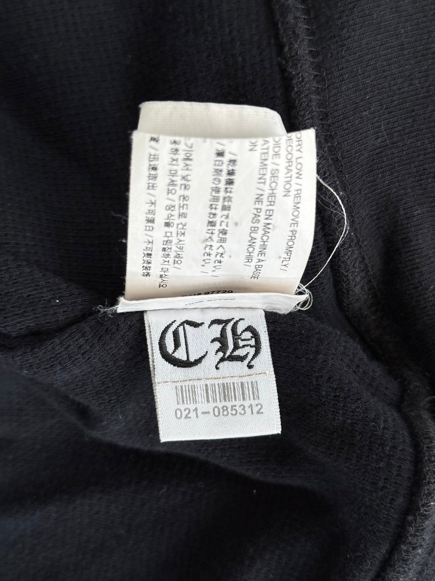 Chrome Hearts Black & White Script Logo Zip Up Thermal Hoodie