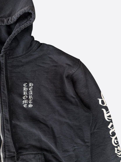 Chrome Hearts Black & White Script Logo Zip Up Thermal Hoodie