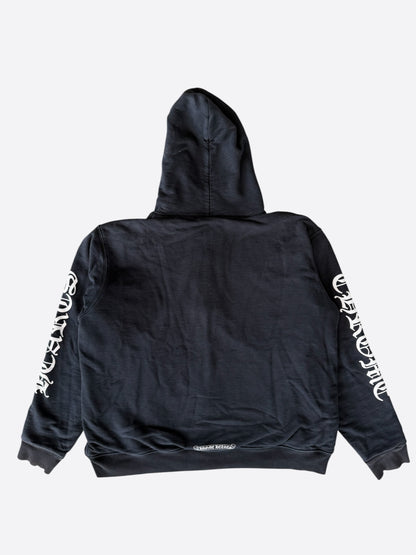 Chrome Hearts Black & White Script Logo Zip Up Thermal Hoodie