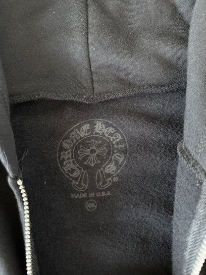 Chrome Hearts Black & White Horseshoe Logo Thermal Zip Up Hoodie