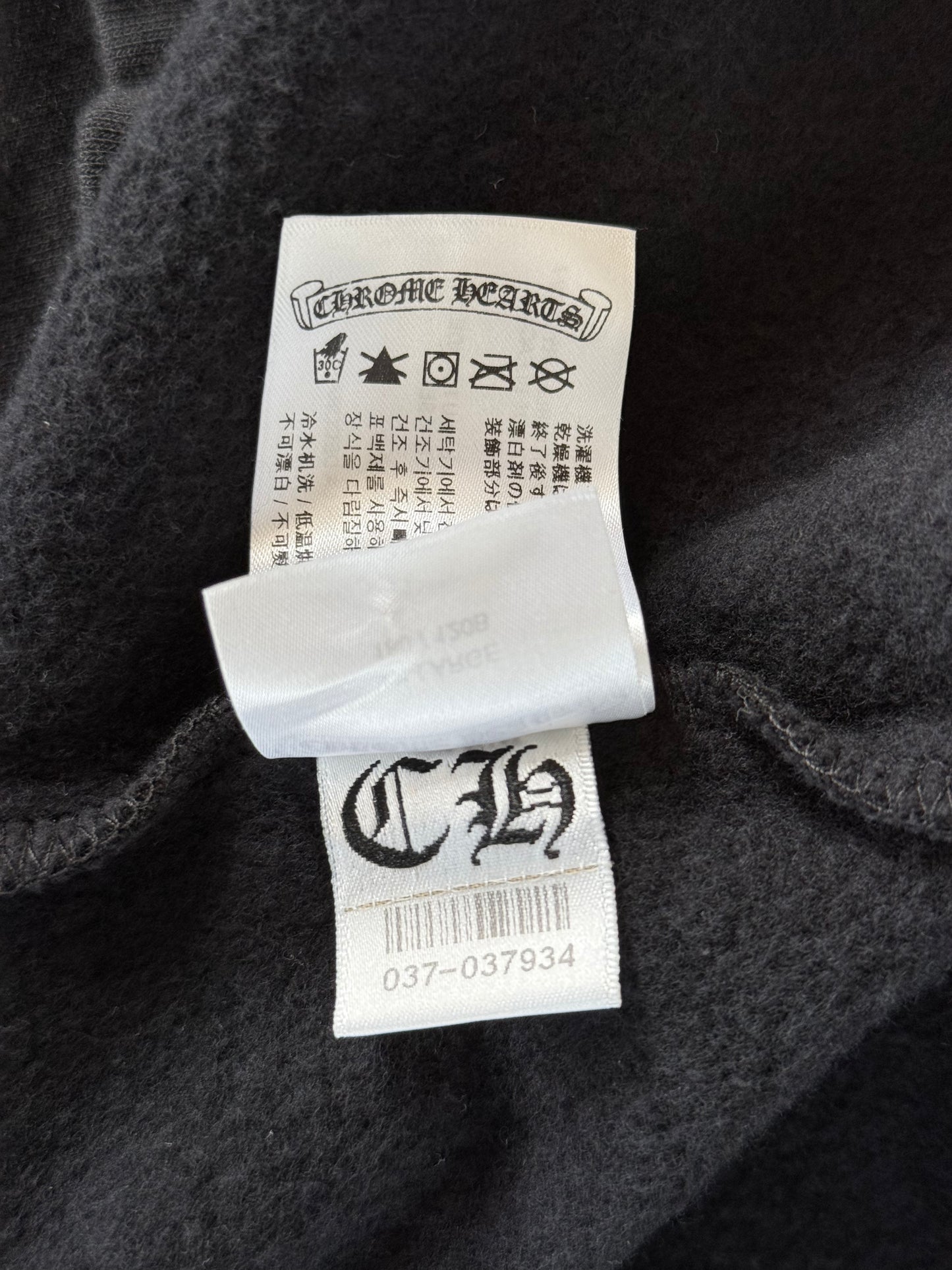 Chrome Hearts Black & White Horseshoe Logo Thermal Zip Up Hoodie