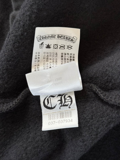 Chrome Hearts Black & White Horseshoe Logo Thermal Zip Up Hoodie