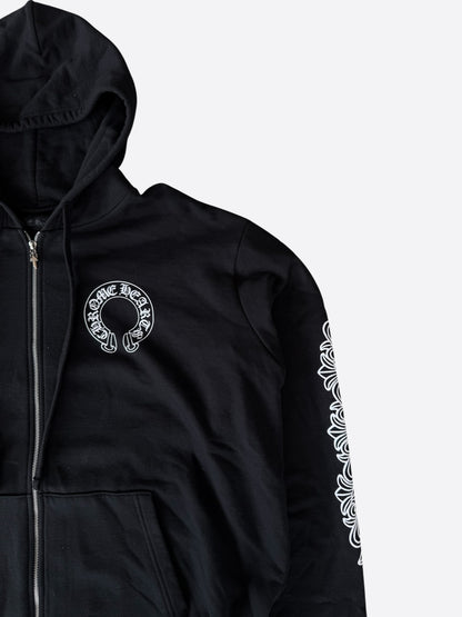 Chrome Hearts Black & White Horseshoe Logo Thermal Zip Up Hoodie