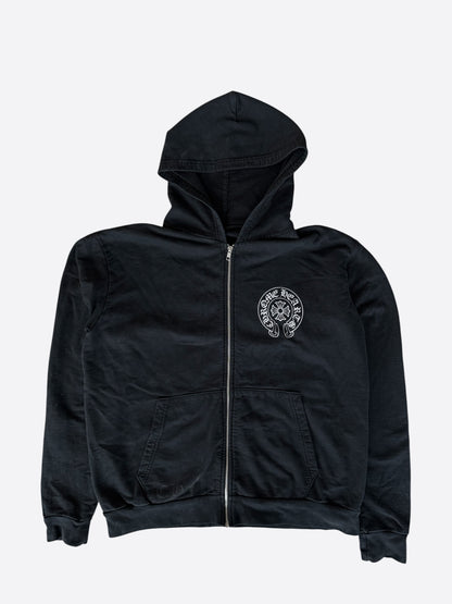 Chrome Hearts Black & White Los Angeles Horseshoe Logo Zip Up Hoodie