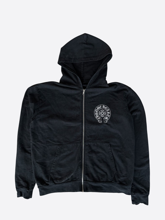 Chrome Hearts Black & White Los Angeles Horseshoe Logo Zip Up Hoodie