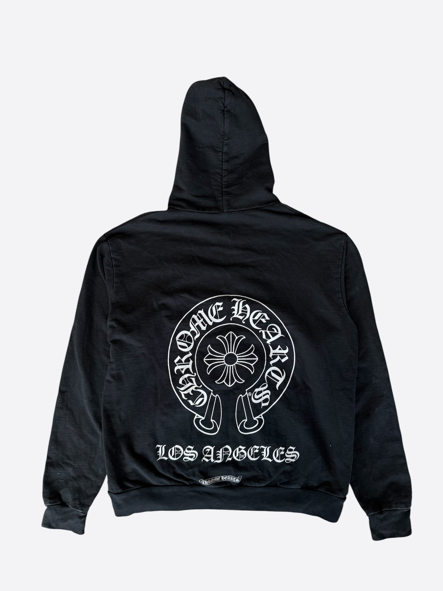 Chrome Hearts Black & White Los Angeles Horseshoe Logo Zip Up Hoodie