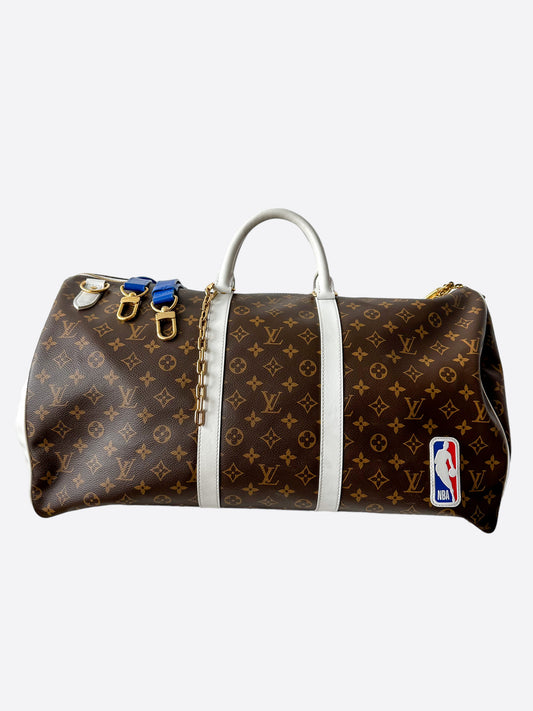 Louis Vuitton NBA Brown & White Monogram Keepall 50