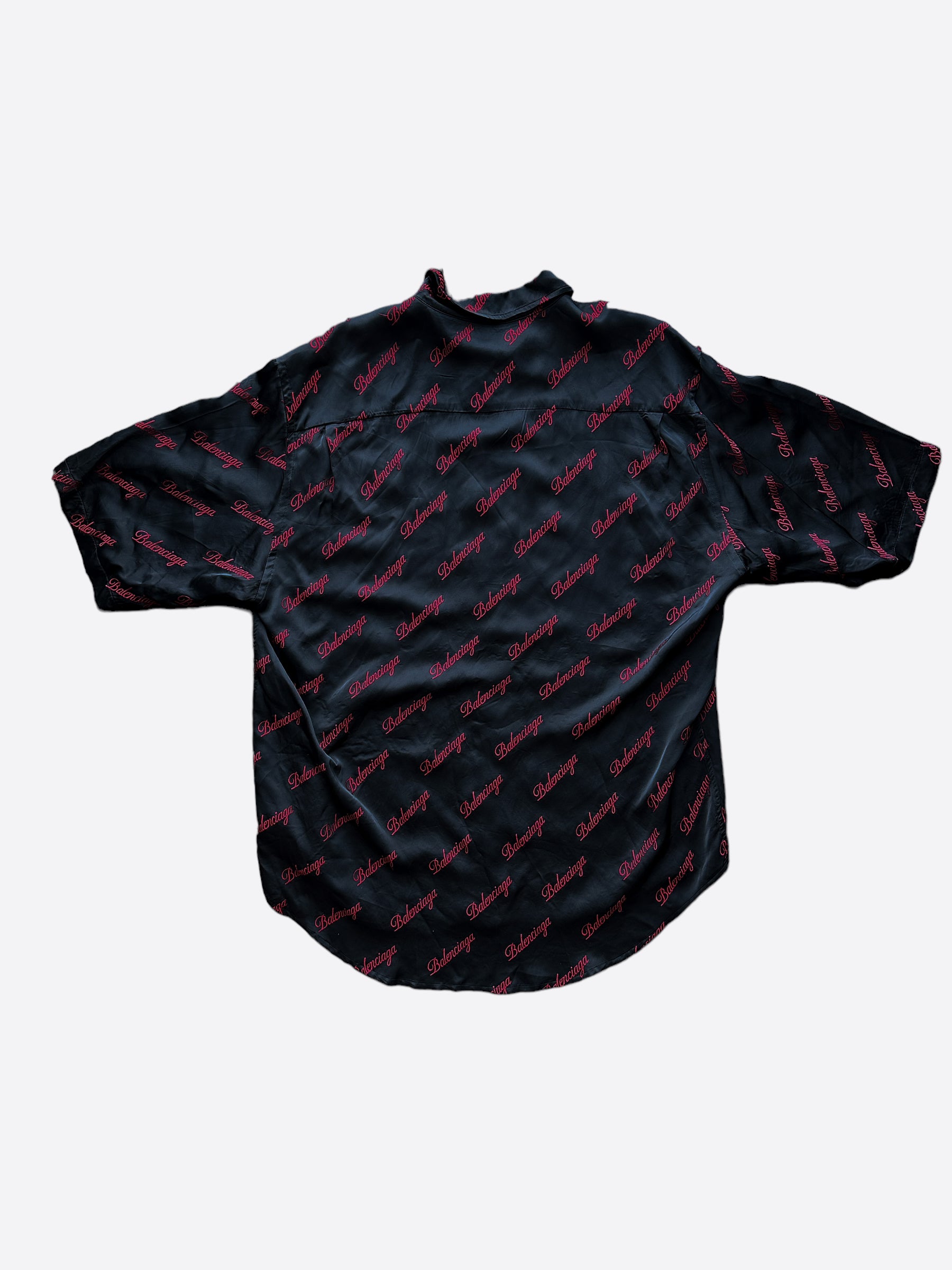 Balenciaga Black & Red Script Logo Button Up Shirt – Savonches