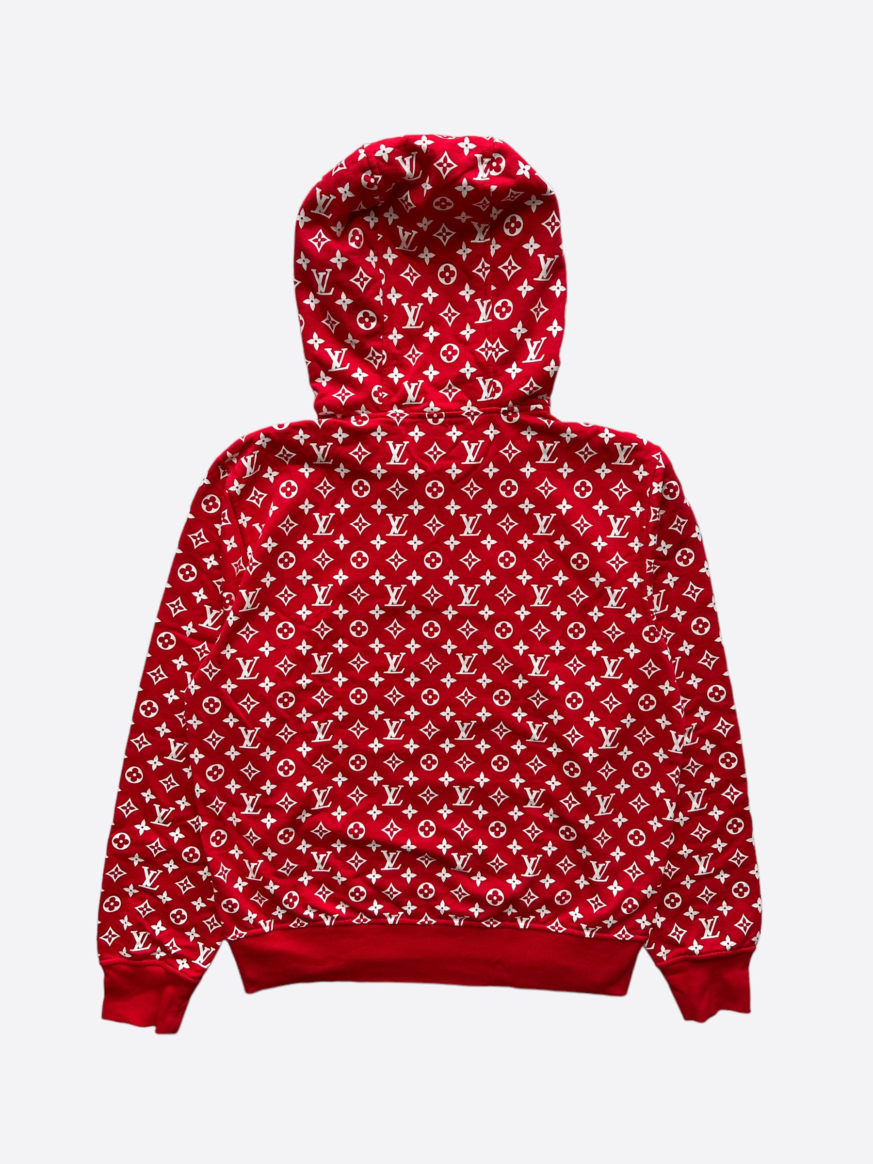 Red lv supreme on sale hoodie