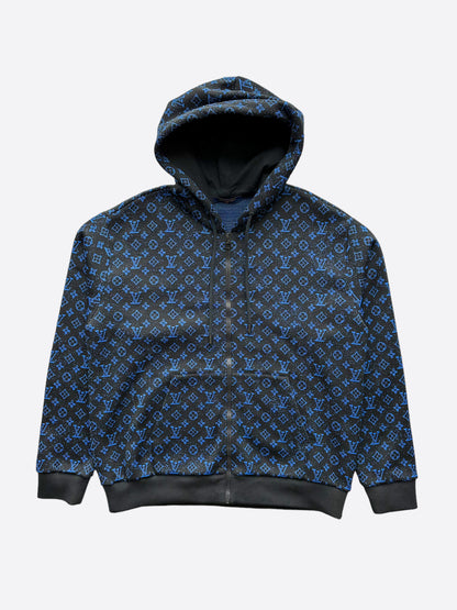 Louis Vuitton Black & Blue Monogram Zip Up Hoodie