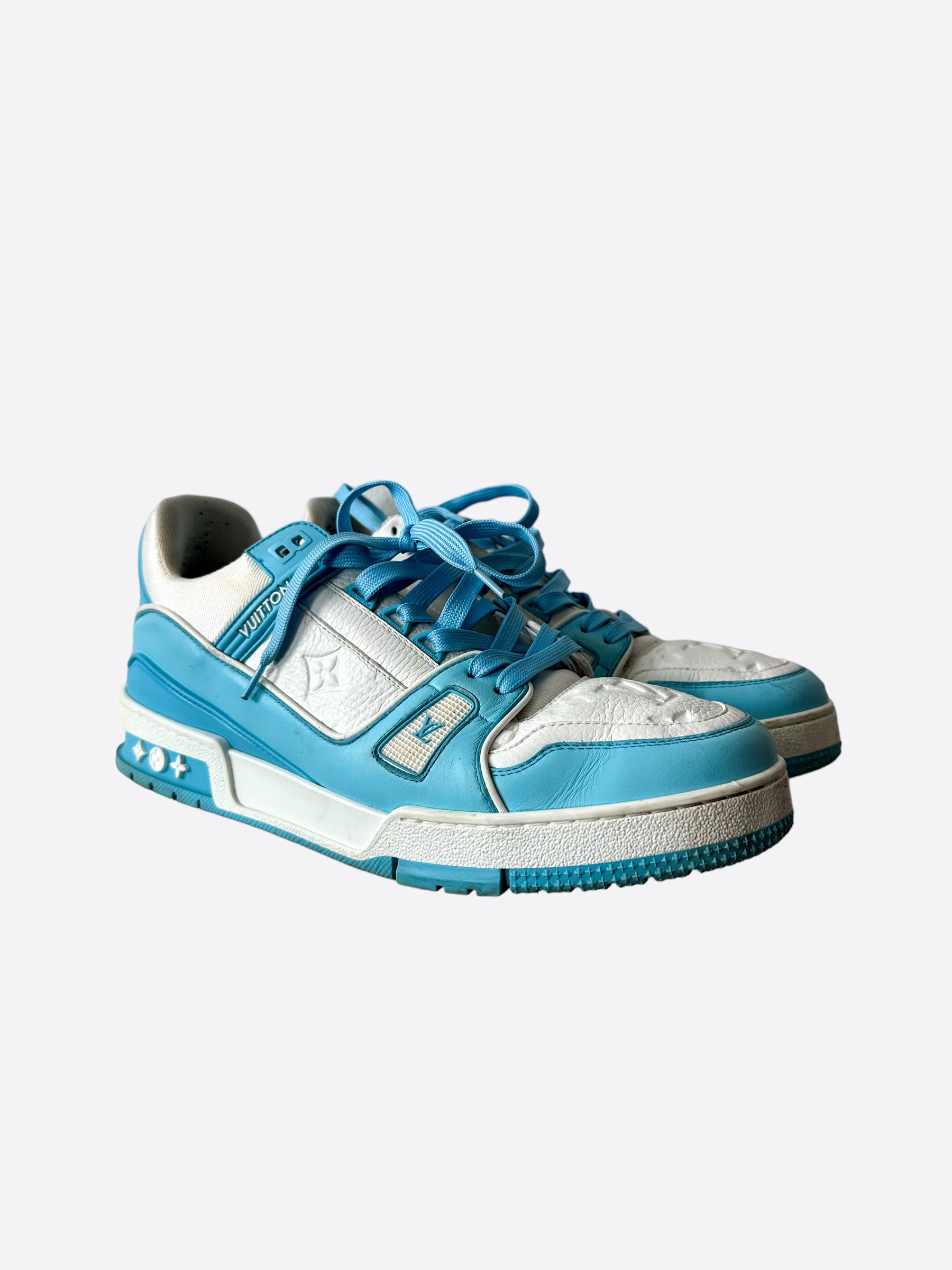 blue and white louis vuitton trainers