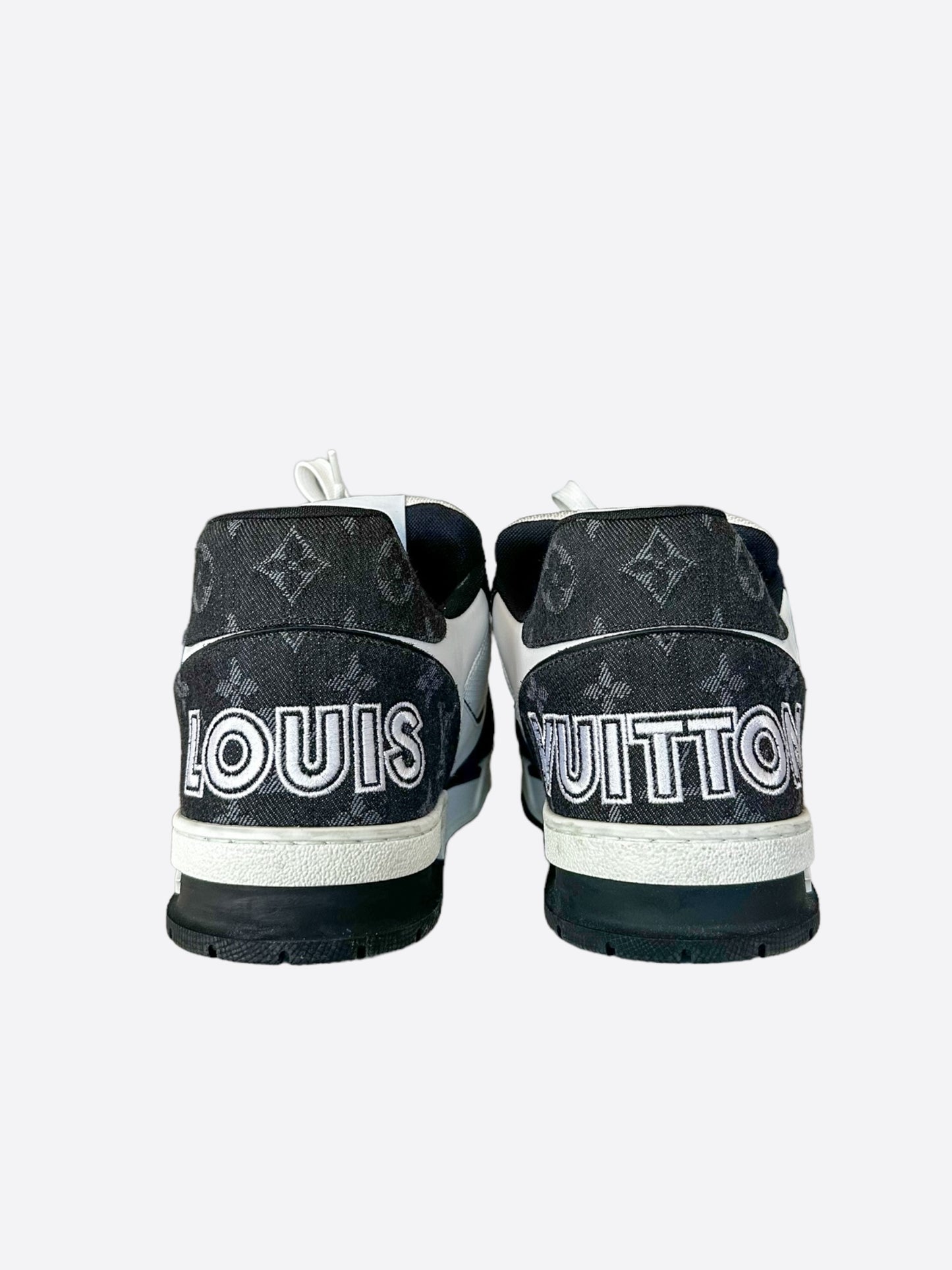 Louis Vuitton Black & White Denim Monogram Mesh Trainer