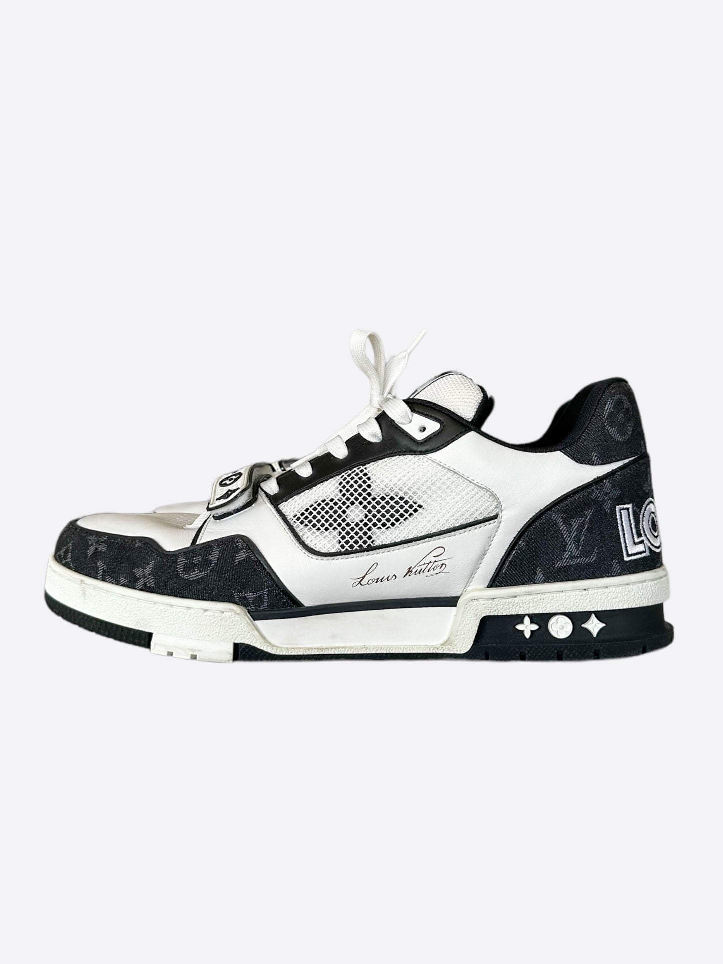 Louis Vuitton Black & White Denim Monogram Mesh Trainer