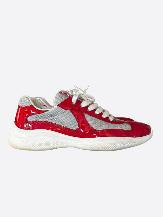 Prada Red & Grey America's Cup Sneakers