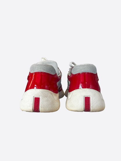 Prada Red & Grey America's Cup Sneakers