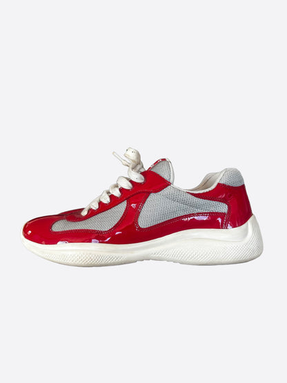 Prada Red & Grey America's Cup Sneakers