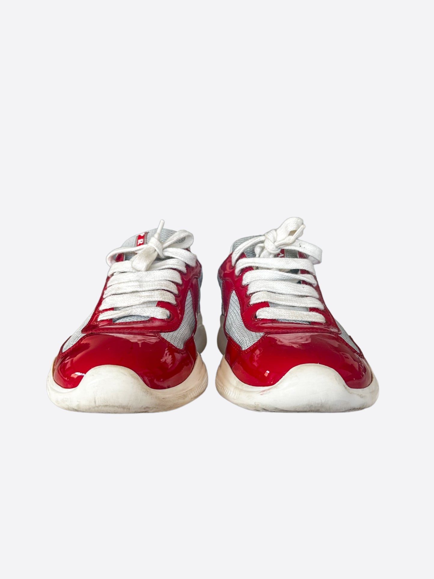 Prada Red & Grey America's Cup Sneakers