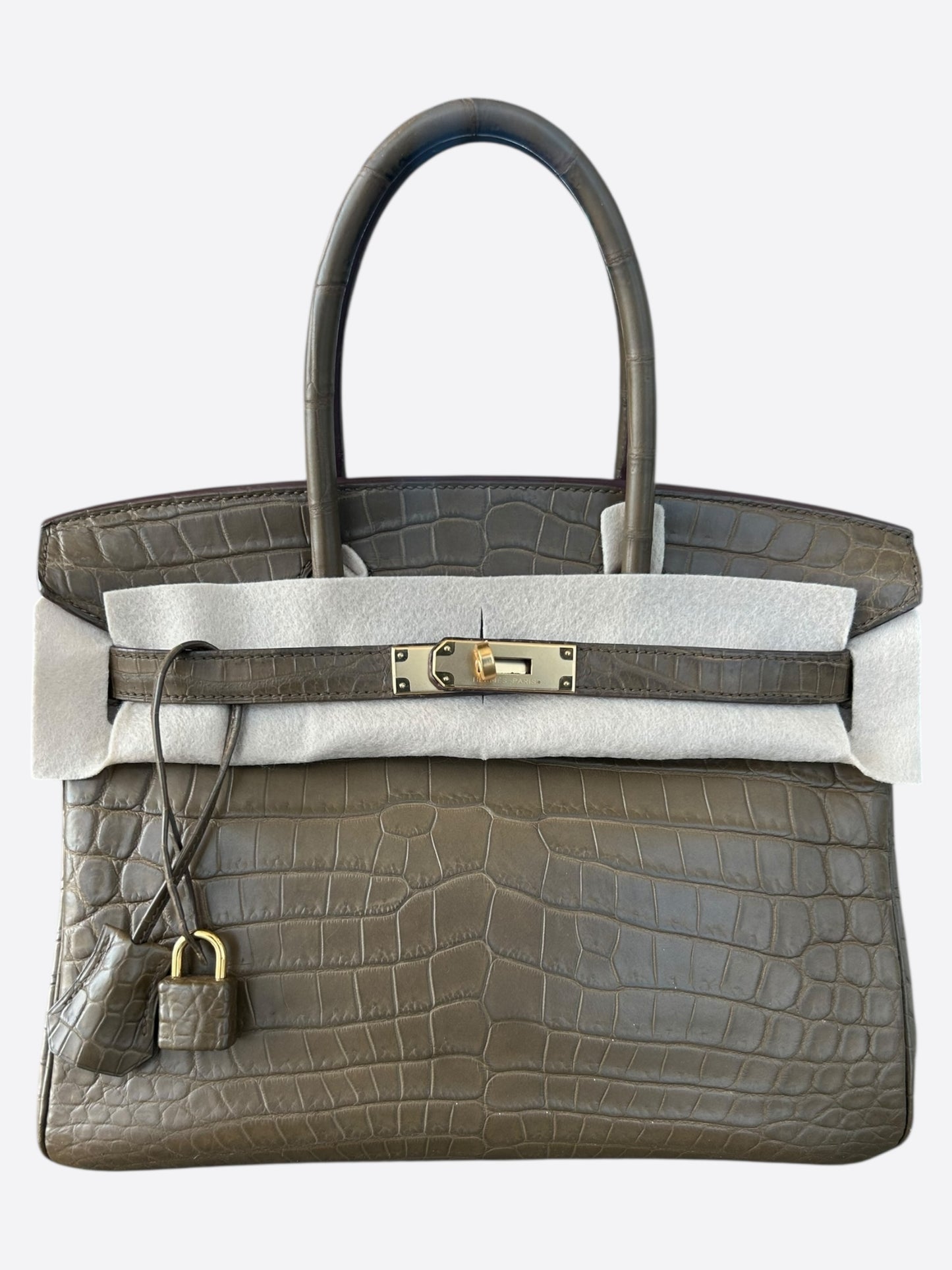 Hermes Matte Gris Crocodile Birkin 30