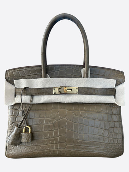 Hermes Matte Gris Crocodile Birkin 30