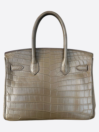Hermes Matte Gris Crocodile Birkin 30
