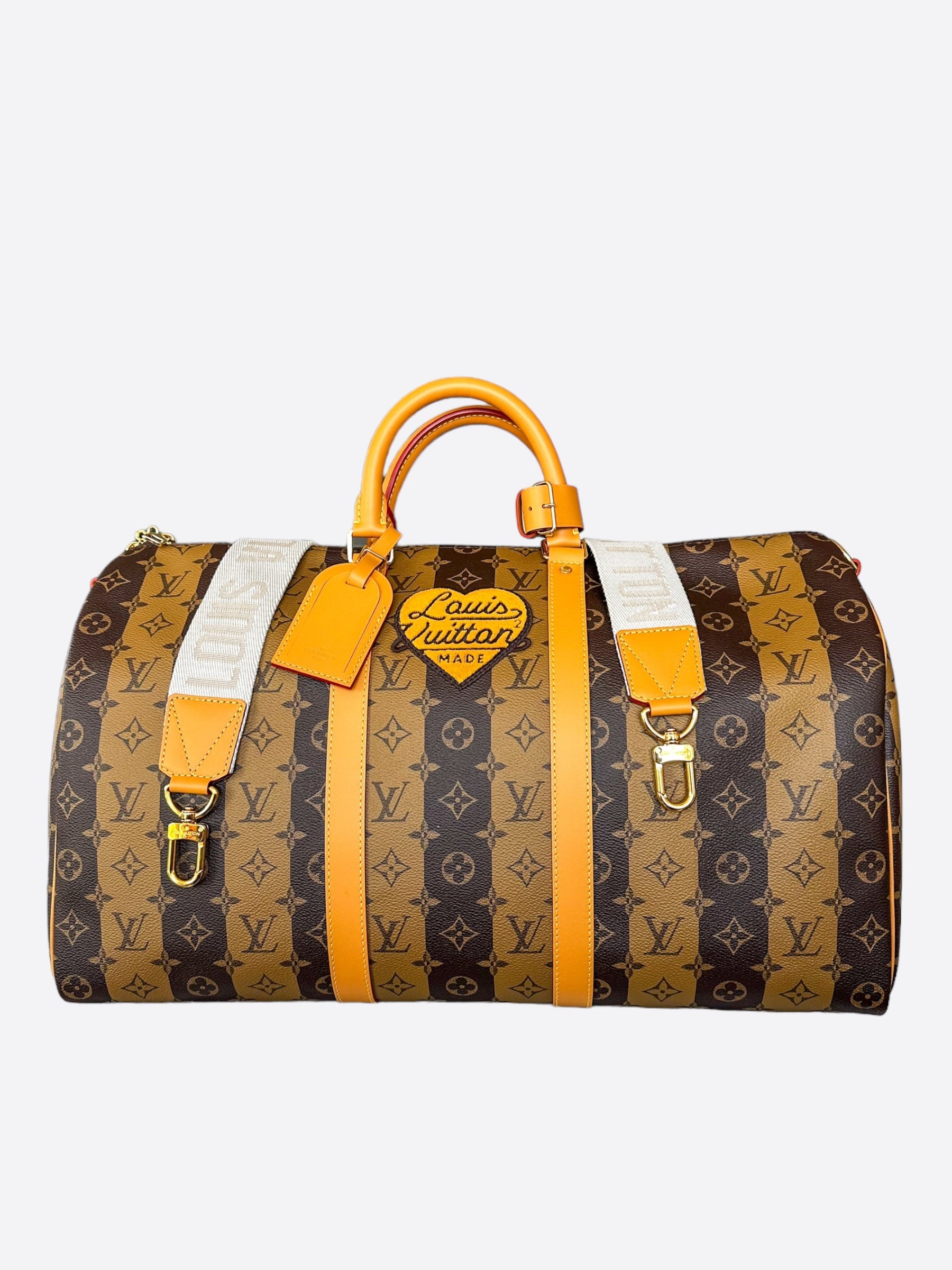 Louis Vuitton Nigo Brown Striped Monogram Keepall 50 – Savonches
