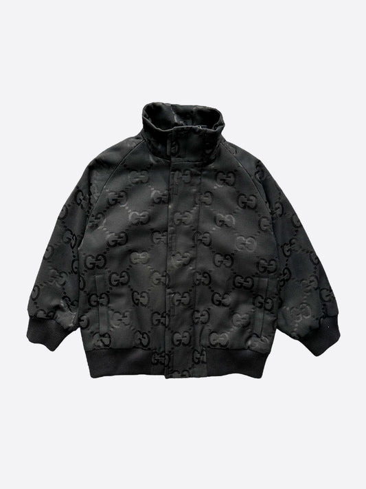 Gucci Black Jumbo GG Monogram Bomber Jacket