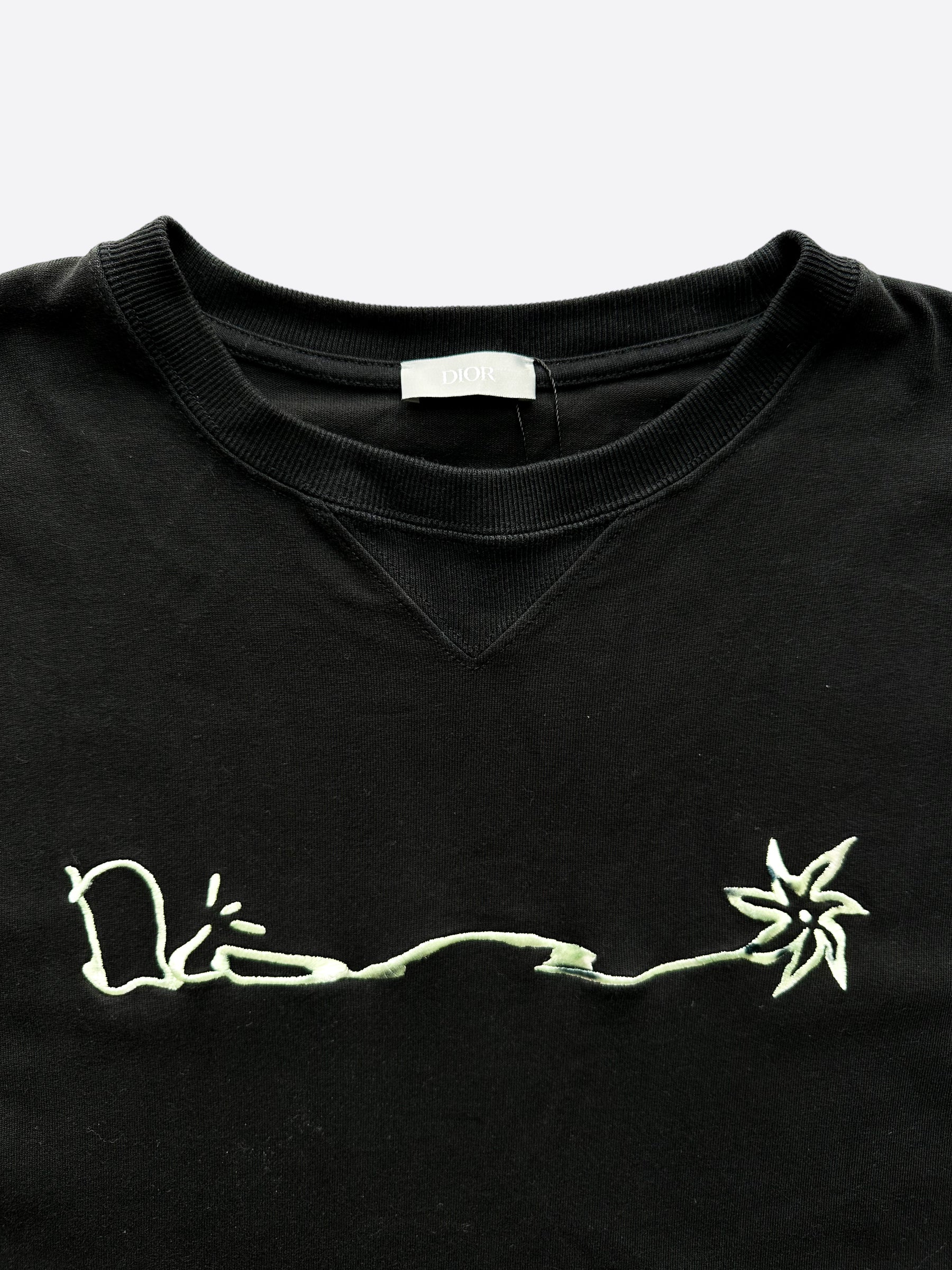 Dior Cactus Jack Black Embroidered Logo T-Shirt