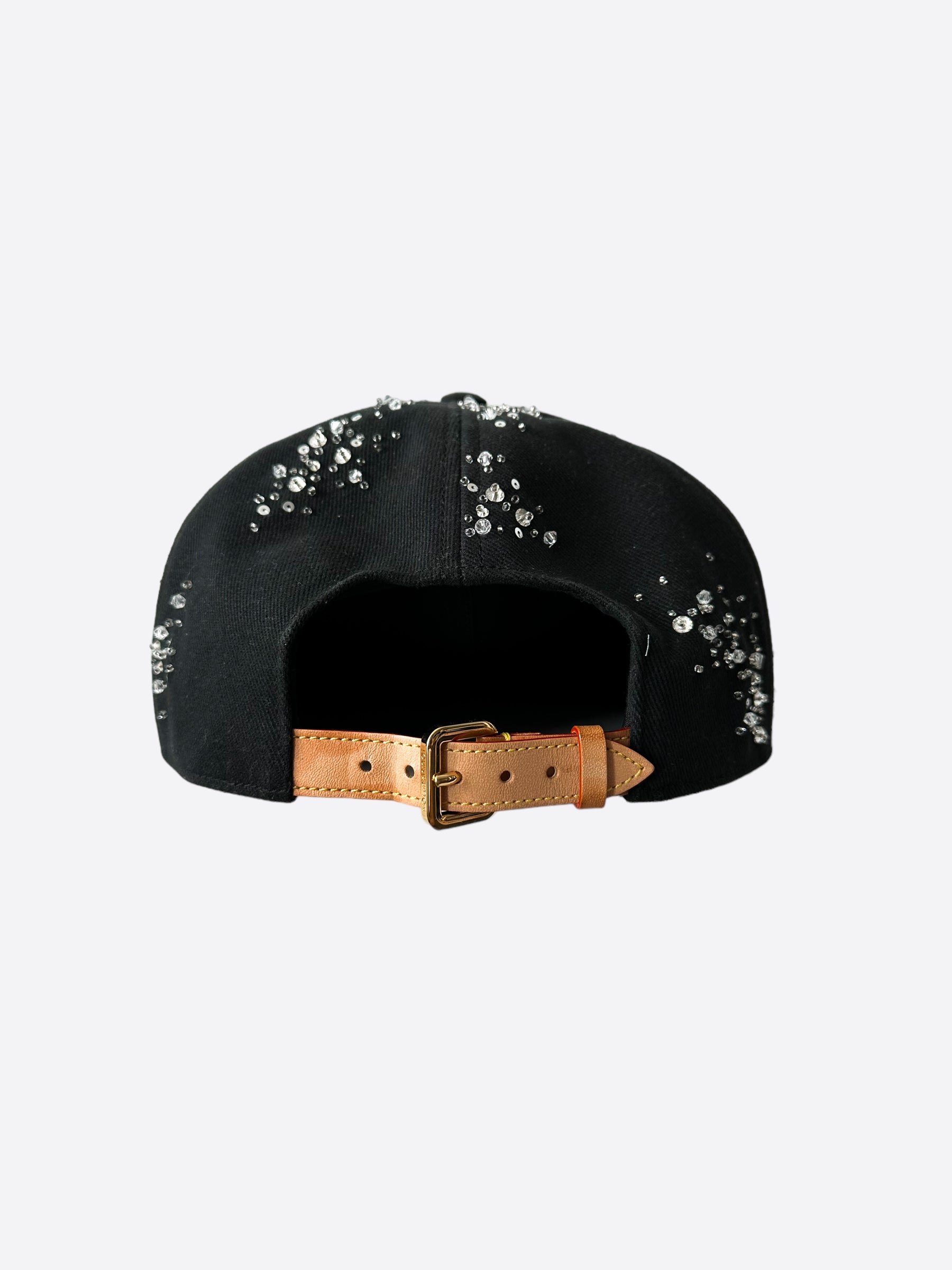 Louis Vuitton Black LV Script Crystals Hat