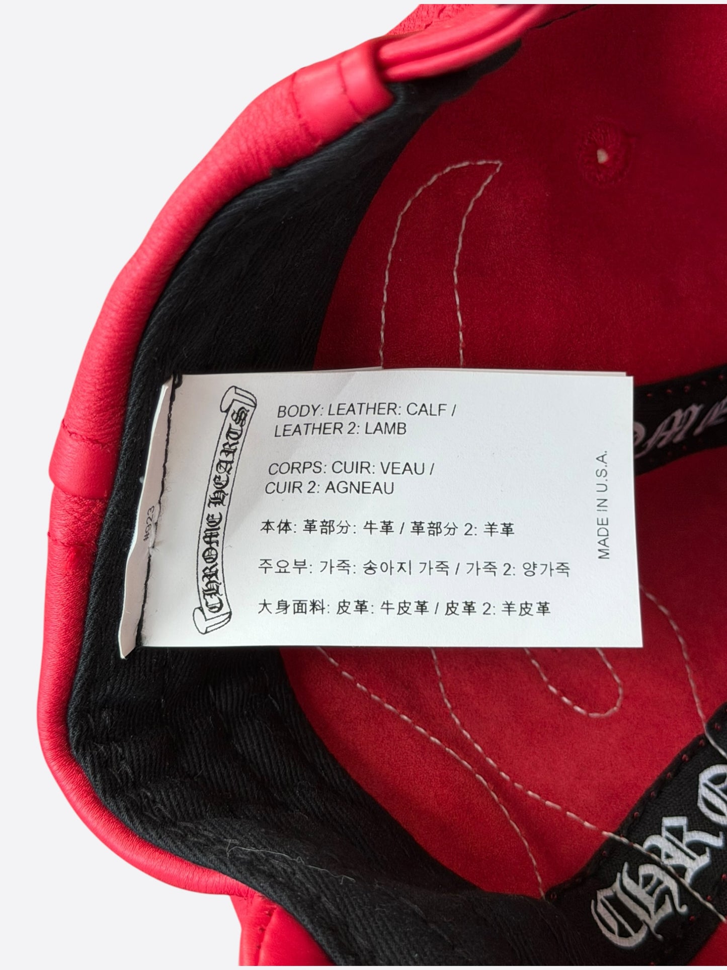 Chrome Hearts Red & White Flame Leather Hat