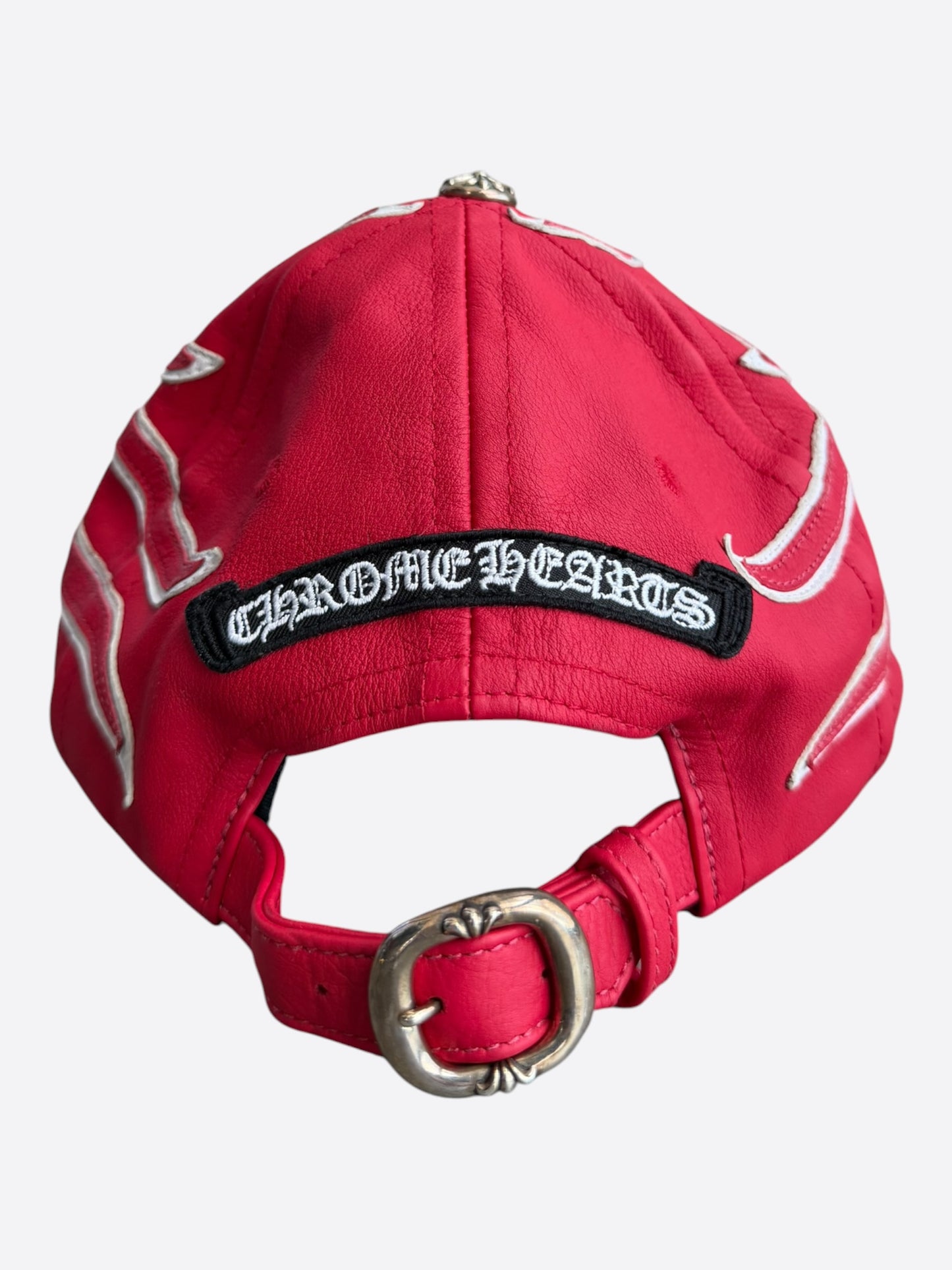 Chrome Hearts Red & White Flame Leather Hat