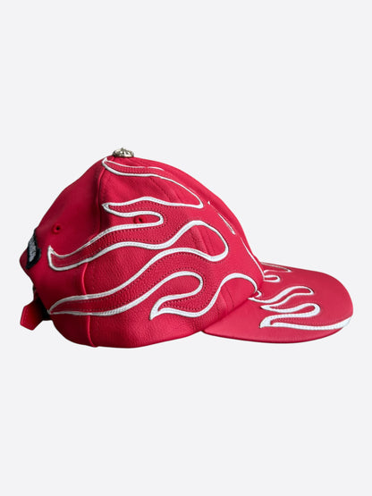 Chrome Hearts Red & White Flame Leather Hat