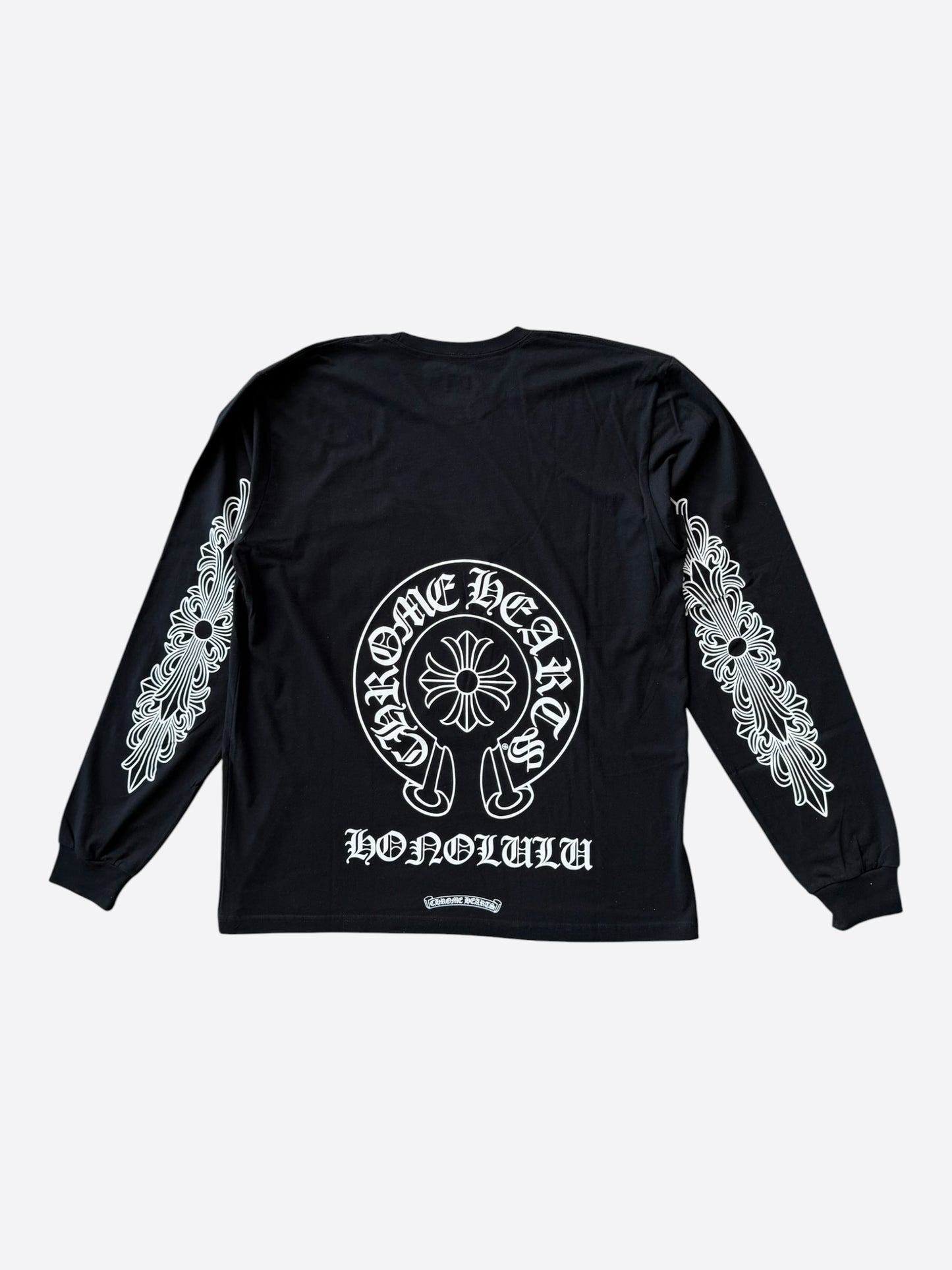 Chrome Hearts Black & White Honolulu Horseshoe Logo Longsleeve T-Shirt