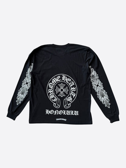 Chrome Hearts Black & White Honolulu Horseshoe Logo Longsleeve T-Shirt