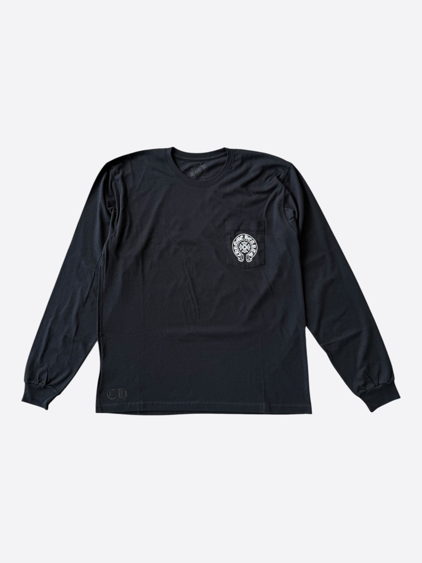 Chrome Hearts Black & White Honolulu Horseshoe Logo Longsleeve T-Shirt