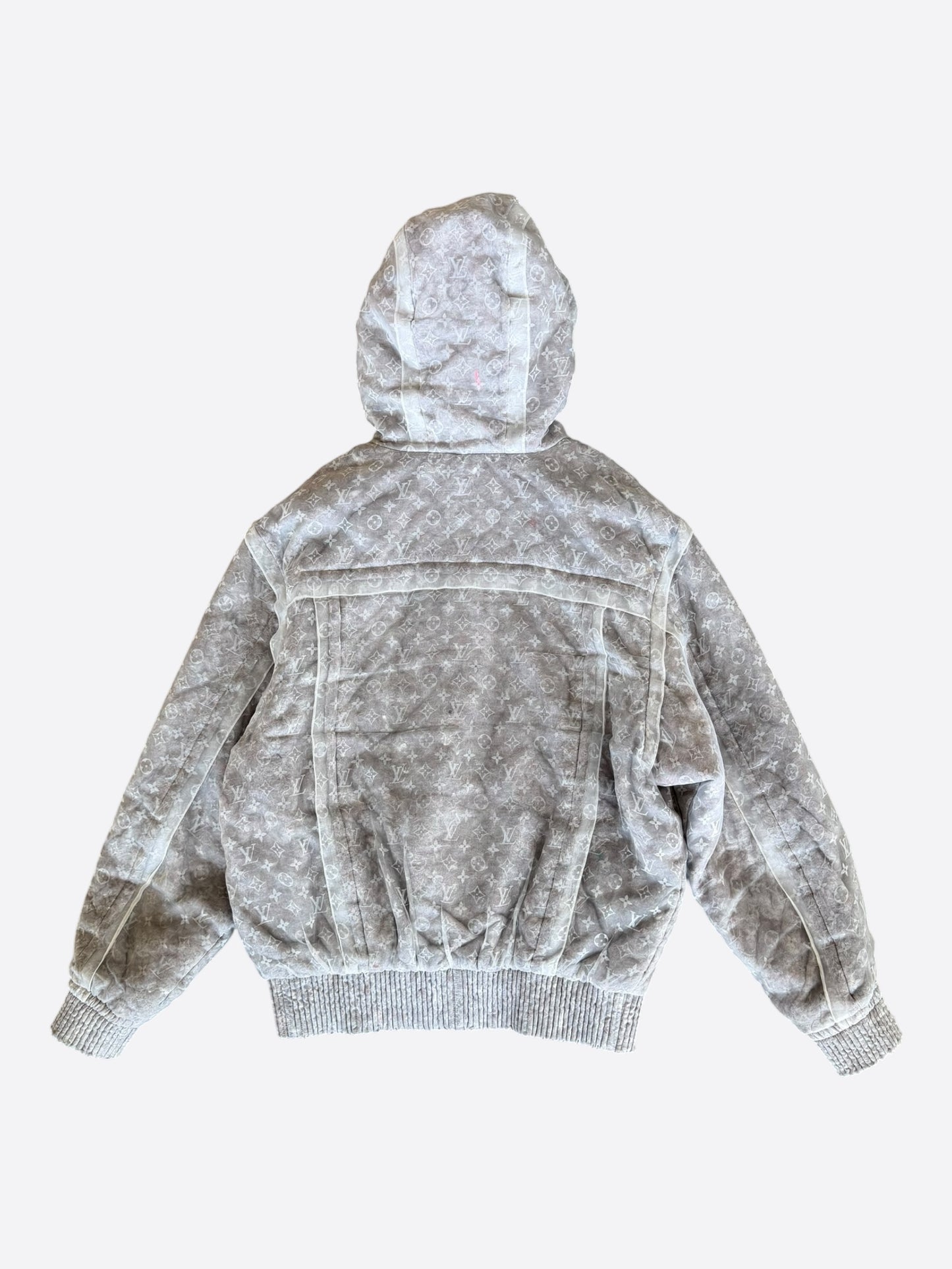 Louis Vuitton Grey Monogram Organza Padded Jacket