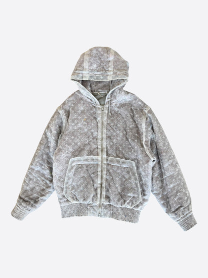 Louis Vuitton Grey Monogram Organza Padded Jacket