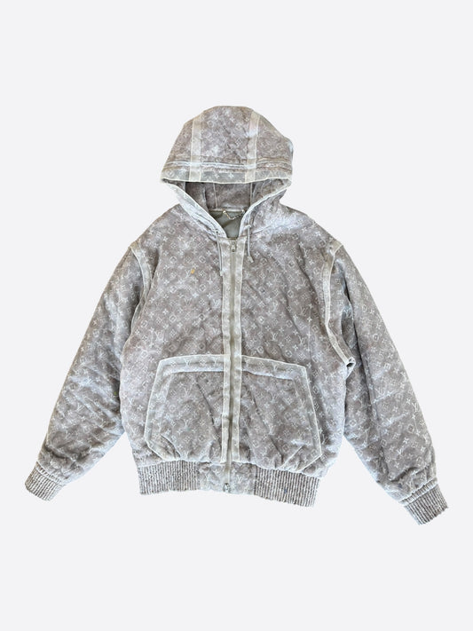 Louis Vuitton Grey Monogram Organza Padded Jacket