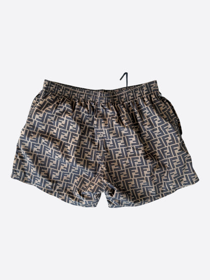 Fendi Brown & Black Monogram Swimshorts