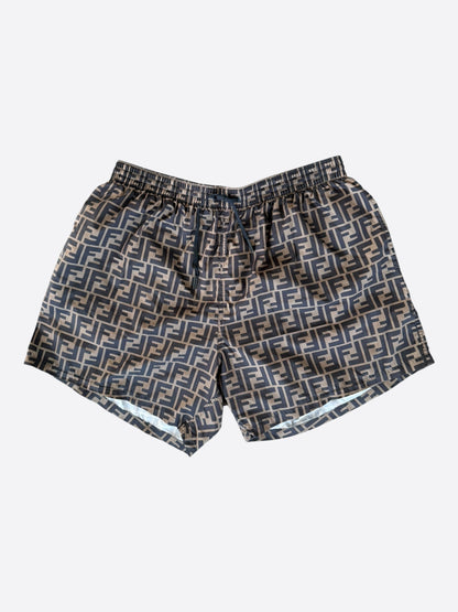 Fendi Brown & Black Monogram Swimshorts