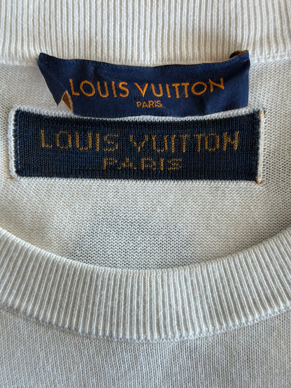 Louis Vuitton White End Goal Intarsia T-Shirt