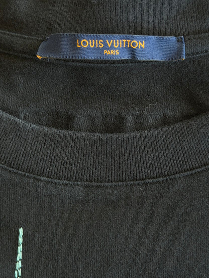 Louis Vuitton Black & White Frequency Logo Embroidered T-Shirt