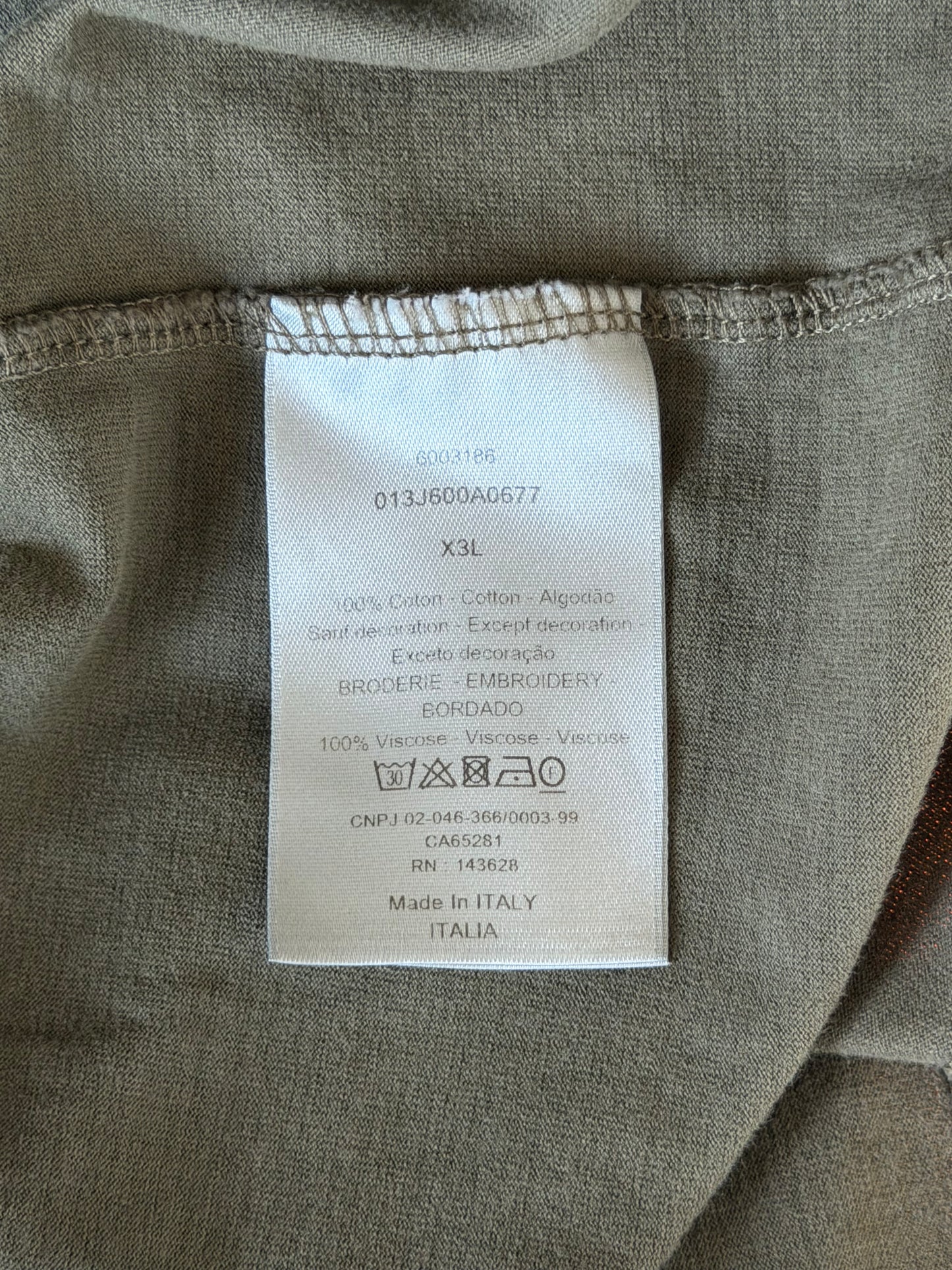 Dior Olive & White CD Icon Embroidered Logo T-Shirt