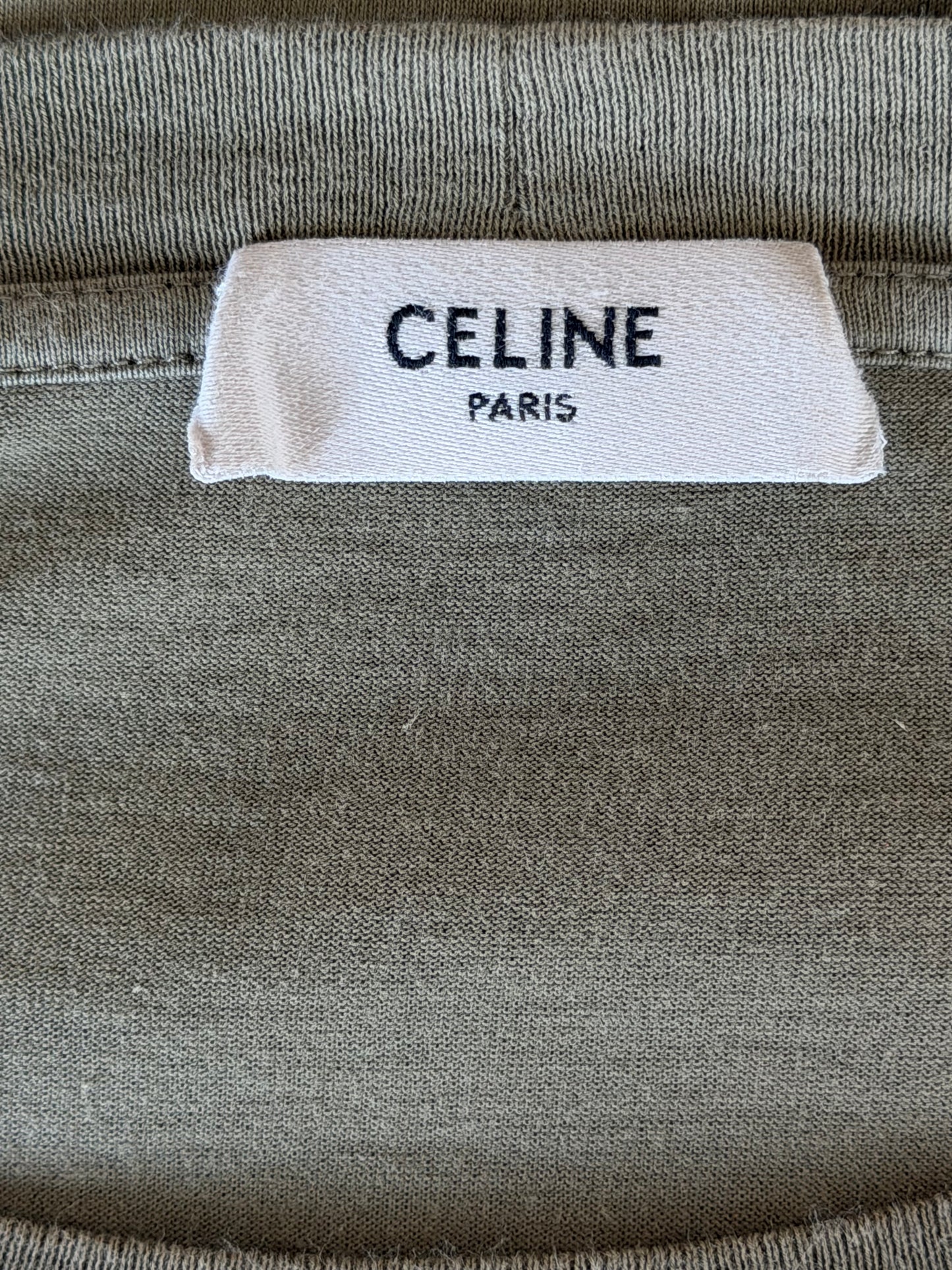 Celine Olive & Black Logo T-Shirt
