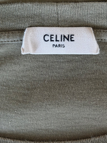 Celine Olive & Black Logo T-Shirt