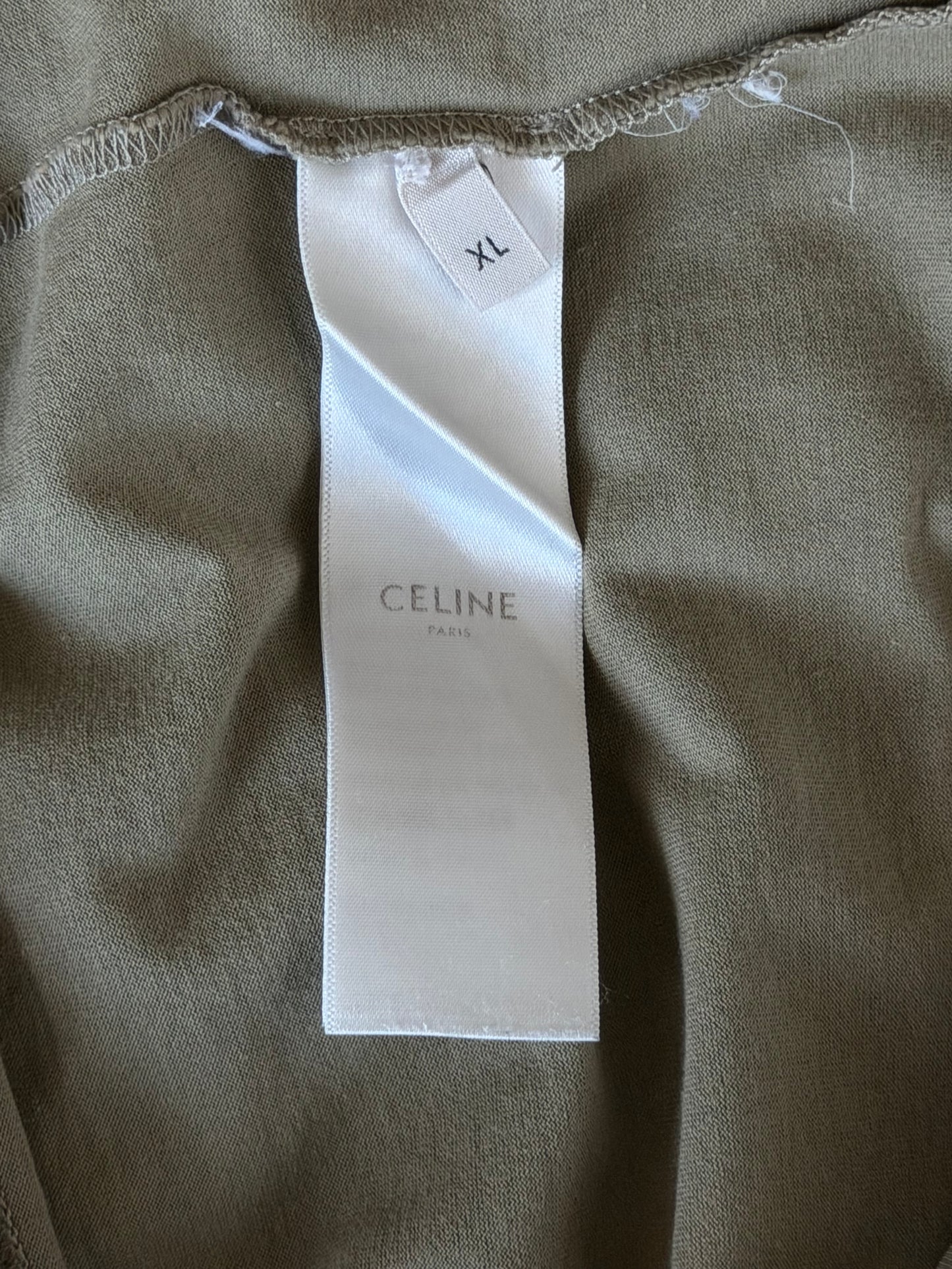 Celine Olive & Black Logo T-Shirt