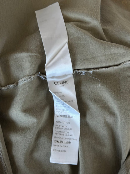 Celine Olive & Black Logo T-Shirt