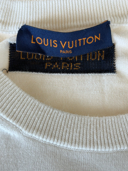 Louis Vuitton White & Green Maison Intarsia T-Shirt
