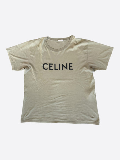 Celine Olive & Black Logo T-Shirt