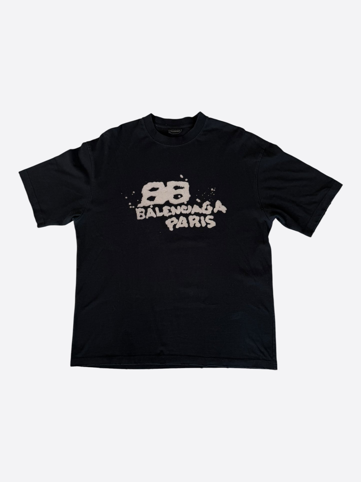 Balenciaga Black & White Hand-Drawn Logo T-Shirt
